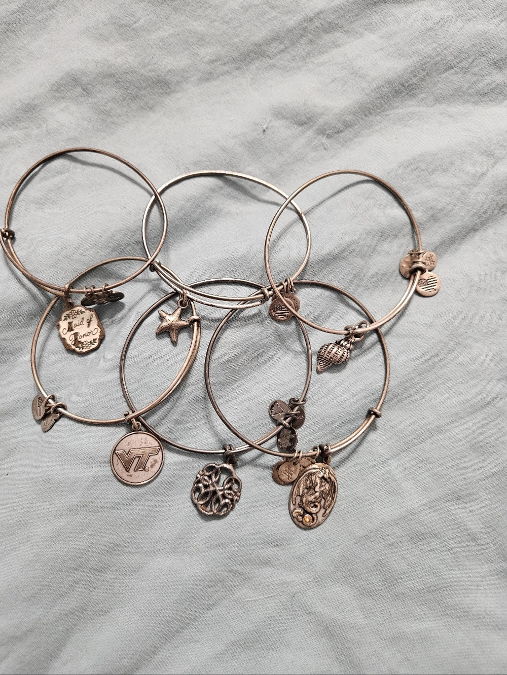 Curated Boho (6) Bronze Alex And Ani Charm Bangle Bracelets
